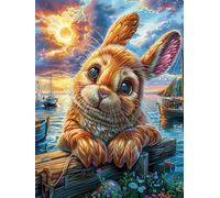 Lapin Dans le Jardin Fleuri Rompecabezas 500 Piezas Cartón Grueso para Parejas Animal Planta Desarrollo Habilidades Pieza Decorativa Casa Pack Completo Regalo Cumpleaños 500 PCS