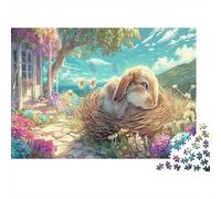 Lapin Dans le nid de Paille Puzzles 1000pcs Picture Puzzle Faune Sauvage for Teenagers Activité De Détente Jeu Éducatif 38x26cm/1000pcs