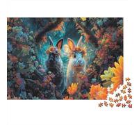 Lapins Avec couronnes de Fleurs Puzzle 1000 Pièces : Pet Jeux Éducatifs Défiant, Pour Adultes, Cadeau Et Décoration Parfaite 38x26cm/1000pcs