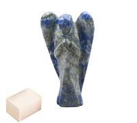 Lapislázuli natural Piedra Reiki Tallada Piedra preciosa espiritual Ángel de bolsillo Estatua del ángel con cubo de selenita Terapia de cristal "2 pulgadas aprox. - Blessfull Healing