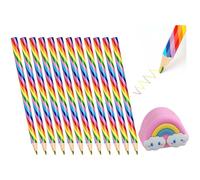 lapiz，12 Lápices de Colores+Un sacapuntas, Lapices Colores arcoíris para Niños y Estudiantes, Lápices Arco Iris para Colorear, Dibujar, Papelería, Material de Arte, Regalo