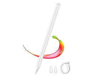 Lápiz Capacitivo Compatible con iPad, OBERSTER Stylus Pen Punta Fina con Protección De Palma, Punta Inclinada, Magnético Compatible para iPad 6/7/8/9/Pro 11/12.9/Gen/Air 3/4/Mini 5/6, Blanco, E08