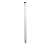 Lápiz capacitivo de doble cabeza, cuerpo de metal, punta de goma suave, protege la pantalla de arañazos (plateado)