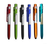 Lápiz capacitivo multifunción con punta capacitiva, luz LED, tinta de bolígrafo y soporte plegable para teléfonos inteligentes y tabletas, compacto de 5.35 pulgadas (azul claro)