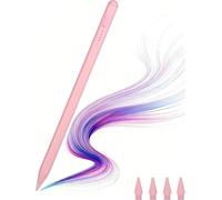 Lápiz capacitivo para iPad, con sensibilidad a la presión de inclinación y función táctil antifalsa multipunto. Carga rápida de 20 minutos para iPad/Mini/Pro/Air 2018-2023 (rosa)