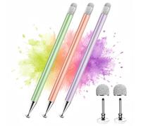 Lápiz capacitivo para pantalla táctil, 3 unidades 2 en 1 de alta sensibilidad de precisión, adecuado para iPhone/iPad/Android Stylus para iPad, compatible con Touch (verde/morado/oro rosa + 4 puntas)
