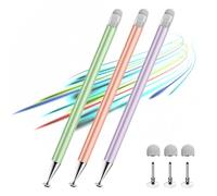 Lápiz capacitivo para pantalla táctil, 3 unidades 2 en 1 de alta sensibilidad de precisión, adecuado para iPhone/iPad/Android Stylus para iPad, compatible con Touch (verde/morado/oro rosa + 4 puntas)