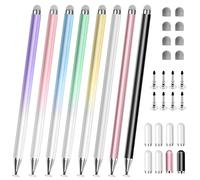 Lápiz capacitivo para pantallas táctiles, 2 en 1, de alta precisión, universal, compatible con Apple, iPhone, iPad, Android, tabletas Microsoft, teléfonos, paquete de 2, color rosa, morado