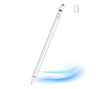 Lápiz capacitivo para todas las pantallas táctiles, 1,45 mm, punta fina, lápiz capacitivo para smartphone, compatible con iPads/tabletas/iPhones/Samsung/Lenovo/Android/iOS con dos tapas (blanco)