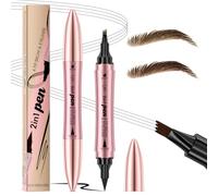 Lápiz Cejas 2en1, Lápiz de Cejas Microblading, Lápiz de Cejas Líquido, Resistente al Agua y al Sudor, Lapiz Cejas y Eyeliner, perfilador de cejas, Crea un Maquillaje de Cejas Natural (Marrón claro)