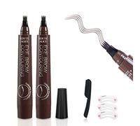 Lápiz Cejas, Ksndurn Cejas Maquillaje 2 Piezas - Lapiz de Cejas Resistente al Agua Con Punta de Micro Horquilla, Cejas de Aspecto Natural (Marrón Oscuro)