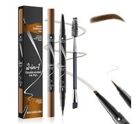 Lapiz Cejas Microblading 2 en 1, Lapiz de Cejas Impermeable con Punta de 4 Tenedores y Delineador, Consigue Efecto 3D Natural, Profesional Eyebrow Pencil (Marrón Claro)