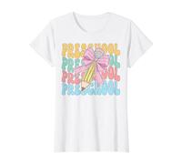 Lápiz de Arco Coqueta de Regreso a la Escuela Preescolar 1er día Camiseta gráfica económica, Mujer, Blanco, M