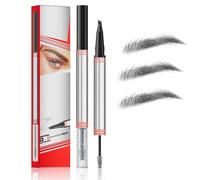 Lápiz de cejas 2 en 1 con gel, lápiz de cejas microblading, lápiz de cejas mágico 3D de doble punta (4 puntas y pincel), lápiz de cejas resistente al agua y de larga duración.(Black)