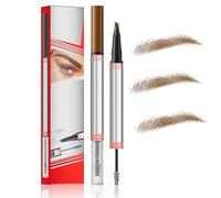Lápiz de cejas 2 en 1 con gel, lápiz de cejas microblading, lápiz de cejas mágico 3D de doble punta (4 puntas y pincel), lápiz de cejas resistente al agua y de larga duración.(Dark Brown)