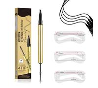Lápiz de cejas 2 en 1 con gel y 4 puntas de horquilla con 3 tarjetas de cejas, lápiz de cejas microblading resistente al agua con gel de cejas, lápiz de cejas resistente al agua de larga duración (#E)