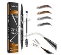 Lápiz de cejas 2 en 1 resistente al agua, lápiz de cejas de doble extremo, resistente a las manchas, lápiz de cejas con pincel para cejas, crea un color de cejas natural (negro)