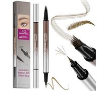 Lápiz de cejas 2 en 1 resistente al agua, lápiz de precisión con pincel para el dibujo natural del cabello, fórmula resistente a las manchas y de larga duración, ideal para principiantes, color marrón