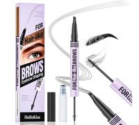 Lápiz de cejas 2 en 1 - Resistente al agua, punta con 4 micropuntas - Efecto microblading 3D realista (05Negro)