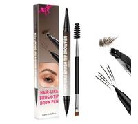 Lápiz de cejas Ampltulastd, delineador de cejas y cejas para todo el día, microblading de doble punta, de larga duración, resistente al agua, con efecto de vello y cepillo para cejas,Black Brown