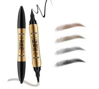 Lápiz de cejas con 4 puntas de microhorquilla, delineador de ojos líquido 2 en 1, lápiz de cejas resistente al agua y resistente a las manchas, proporciona un aspecto natural (marrón claro)