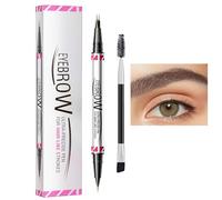 Lápiz De Cejas Curvas, Impermeable 2 En 1 Delineador Ceja - Herramienta Doble Pluma Para Novia, Esposa