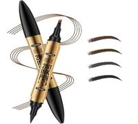 Lápiz de cejas de doble punta, delineador de cejas resistente al agua y lápiz de cejas líquido de cuatro puntas para una definición de cejas rápida y precisa, 04 Negro