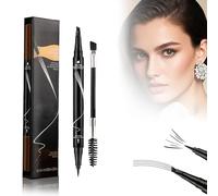 Lápiz de Cejas Impermeable- 3D Lapiz Cejas Microblading Eyebrow Pen 2 en 1 con Punta de 4 Uñitas y Cepillo Preciso Crea un maquillaje de cejas natural y duradero Eyebrow Pencil- Marrón oscuro