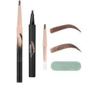Lápiz de cejas - Juego de bolígrafos para cejas de microblading, con punta de microhorquilla y punta de pincel precisa, crea cejas naturales similares al cabello, dura todo el día, marrón grisáceo