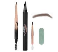 Lápiz de cejas, juego de lápices de cejas Microblading, punta de hoja + punta cuadrada, núcleo reemplazable, para cejas naturales similares al cabello, gris marrón