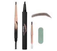 Lápiz de cejas, juego de lápices de cejas Microblading, punta de hoja + punta cuadrada, núcleo reemplazable, para cejas naturales similares al cabello, gris y negro