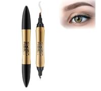 Lápiz de cejas mágico 2 en 1, lápiz de cejas Microblading impermeable 3D, lápiz de cejas Microblading de doble cabeza multifunción herramientas de maquillaje impermeables (marron oscuro)