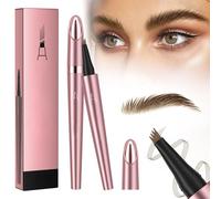 Lápiz de Cejas Mágico 2024 - Microblading Impermeable 3D de Trazo Fino Natural Con 4 Puntas, Contorno Largo y Duradero (Marrón Claro)