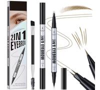 Lápiz de Cejas Mágico 2025 Nuevo, Lápiz de Cejas Microblading, Lápiz Cejas Impermeable con 2 Puntas, Resistente al Agua y al Sudor, Eyebrow Pencil Crea Pelo Natural 3D para Cejas (Marrón Claro)