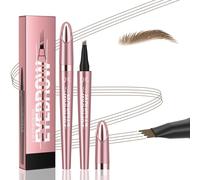 Lápiz de cejas mágico con 4 puntas de microhorquilla, lápices de cejas de microblading de larga duración, resistentes al agua, cejas naturales fáciles de hacer (01# marrón claro)