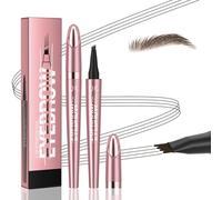 Lápiz de cejas mágico con 4 puntas de microhorquilla, lápices de cejas de microblading de larga duración, resistentes al agua,cejas naturales fáciles de hacer (06# Marrón negro)