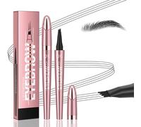 Lápiz de cejas mágico con 4 puntas de microhorquilla, lápices de cejas de microblading de larga duración, resistentes al agua, cejas naturales y fáciles de hacer (04# Negro)