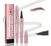 Lápiz de cejas mágico con 4 puntas de microhorquilla, lápices de cejas de microblading de larga duración, resistentes al agua, cejas naturales y fáciles de hacer (02, marrón oscuro)