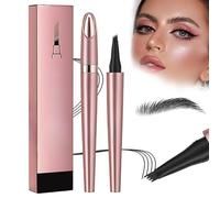Lápiz de Cejas Micro Blading, 2026 Actualizado 4 Puntas 3D Impermeable Lápiz de Cejas, Lápiz de Cejas de Primera Calidad, Maquillaje de Cejas Mágico Natural (Negro)