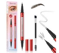 Lápiz de Cejas Microblade 2 en 1 Resistente al Agua, con 2 Puntas para Efecto de Vello Natural, Incluye Cepillo, Look Natural, Resistente al Sudor y de Larga Duración (Negro Marrón)