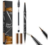 Lápiz de Cejas Microblading 2 en 1 Doble Punta, Punta Cuadrifurcada y Cepillo Preciso, Resistente al Agua y Sudor, Tono Marrón Claro 01 para Cejas Naturales Efecto Pelo