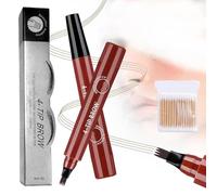 LáPiz De Cejas Microblading 3d Resistente Al Agua Con Aplicador De Microhorquilla,Crea Un Maquillaje Duradero,Cejas Naturales Cubre áReas Dispersas,No Se Decolora (Marrón rojizo, Mismo tamaño)