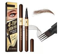 Lápiz de cejas Microblading con punta de 4 horquillas, cepillo preciso que crea trazos naturales similares al cabello para mujeres, lápiz de cejas definido para cejas escasas (Dark Brown)
