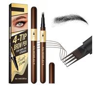 Lápiz de cejas Microblading con punta de 4 horquillas, cepillo preciso que crea trazos naturales similares al cabello para mujeres, lápiz de cejas definido para cejas escasas (Black)