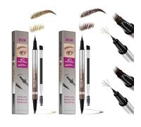 Lápiz de cejas microblading impermeable 4D, 2 en 1, lápiz de cejas, dibujo de vello, resistente al agua, cejas con 2 puntas, punta fina de 0,1 mm, duradero y resistente a las manchas, cejas definidas