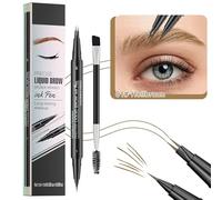 Lápiz de Cejas Microblading - Lápiz de Cejas 2 en 1 a Prueba de Agua con Punta de Dos Bifurcaciones y Cepillo Preciso para Crear Cejas Definidas y Naturales que Duran Todo el Día