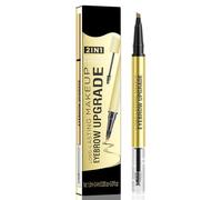 Lápiz de Cejas Microblading - Lápiz de Cejas Impermeable 2-en-1 de Doble Extremo con Punta de 4 Uñas y Cepillo Preciso para Crear Cejas Definidas y Naturales que Duran Todo el Día