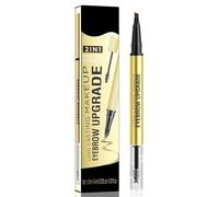 Lápiz de Cejas Microblading - Lápiz de Cejas Impermeable 2-en-1 de Doble Extremo con Punta de 4 Uñas y Cepillo Preciso para Crear Cejas Definidas y Naturales que Duran Todo el Día