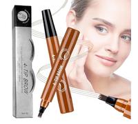 Lápiz de Cejas Microblading, Lápiz de Cejas Impermeable de 4 Puntas, Relleno Natural de Huecos, Lápiz de Cejas de Trazo Fino de Larga Duración (Marrón Claro)