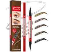 Lápiz de cejas microblading resistente al agua, con doble punta para cejas dibujadas y rellenadores de color, color de cejas duradero, resistente al agua y a las manchas, natural (marrón)